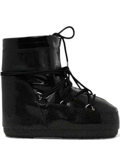 Moon Boot Icon Low Glitter Snow Boots In Black