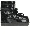 Moon Boot Icon Low Glittered Rubber Winter Boots In Black