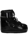 Moon Boot Black Icon Low Glance Satin Boots In Black