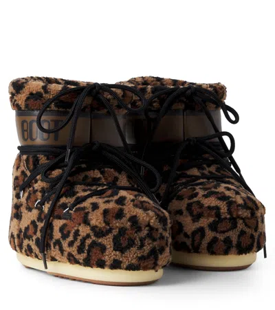 Moon Boot Icon Low Leopard-print Teddy Snow Boots In Brown
