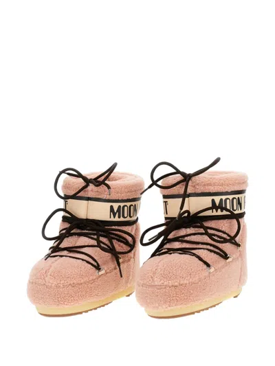 Moon Boot Icon Low Fleece Pink Snow Boot In Animal Print