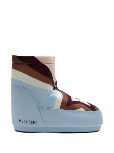 Moon Boot Icon Low No Lace Comet Baby Blue Boots In Multi