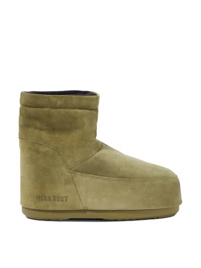 Moon Boot Icon Low Suede Snow Boots In Green,khaki