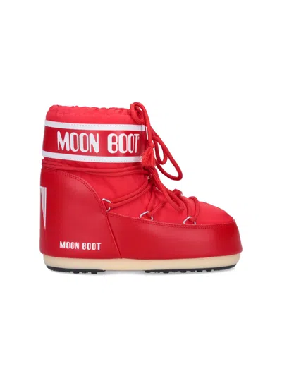 Moon Boot "icon Low" Padded Ankle Boots In Red