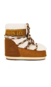 Moon Boot Brown Lab69 Icon Ankle Boots In Whiskey & Off White