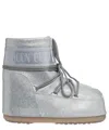 Moon Boot Icon Glitter Lace-up Short Snow Boots In Silver