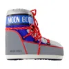Moon Boot Grey Fabric Icon Low Space Racing Ankle Boots In Multi