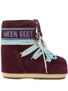 Moon Boot Plum Suede Icon Low Ankle Boots In Burgundy