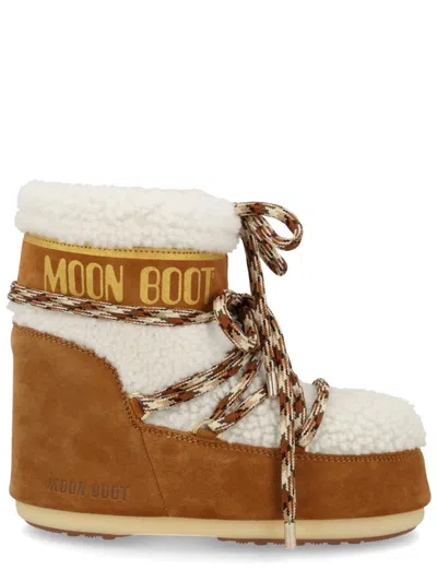 Moon Boot Icon Low Unisex Mini Sheepskin & Cow Suede Boots In Multi