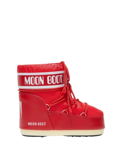 Moon Boot "icon Moonboot" Low Nylon Boots In Red