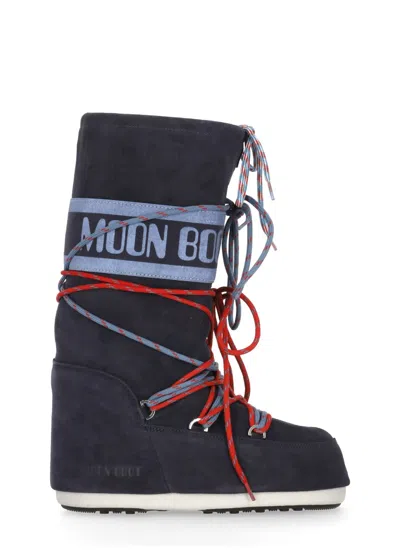 Moon Boot Icon Navy Suede Boots In Blue