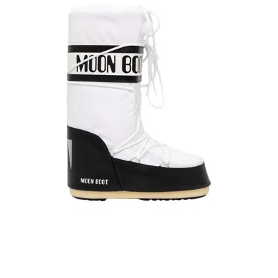 Pre-owned Moon Boot Icon Nylon Boot 'black White' | Men's Size 11.5