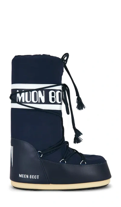 Moon Boot Navy Icon Nylon Boots In Blue
