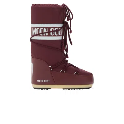 Pre-owned Moon Boot Icon Nylon Boot 'burgundy' | Red | Men's Size 35
