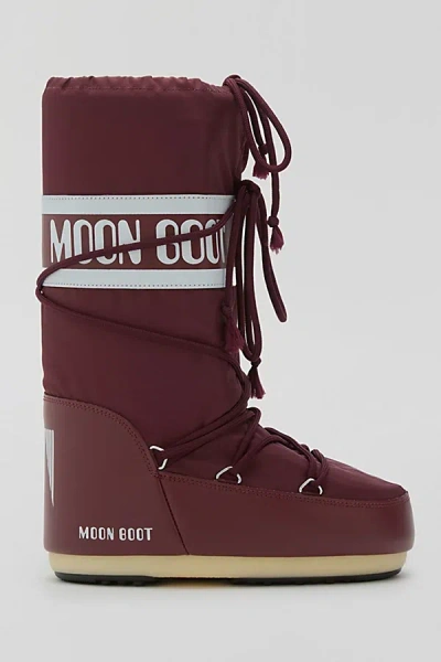 Moon Boot Icon Nylon Boot In Raspberry, Women's At Urban Outfitters In Pink