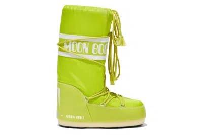 Pre-owned Moon Boot Icon Nylon Boot Lime Green In Lime Green/white