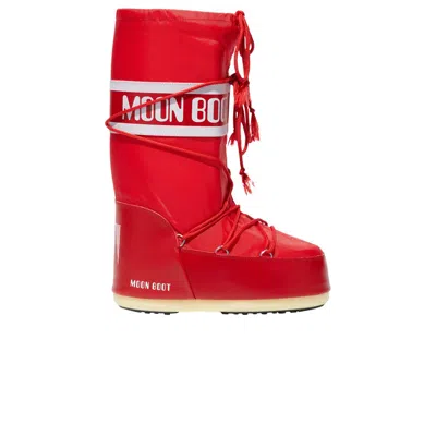 Pre-owned Moon Boot Icon Nylon Boot 'red' | Men's Size 36.5