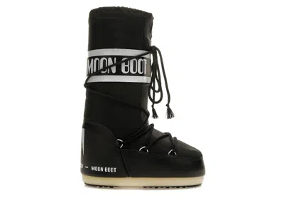 Pre-owned Moon Boot Icon Nylon Boot Sneakers In Black/white