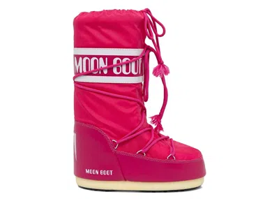 Pre-owned Moon Boot Icon Nylon Boot Sneakers In Magenta