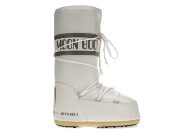 Pre-owned Moon Boot Icon Nylon Boot Sneakers In White/grey