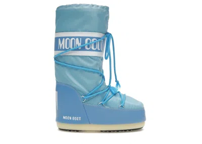 Pre-owned Moon Boot Icon Nylon Boot (women's) Sneakers In Alaskan Blue