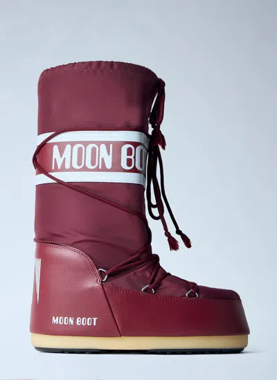 Moon Boot Icon Nylon Boots In Burgundy