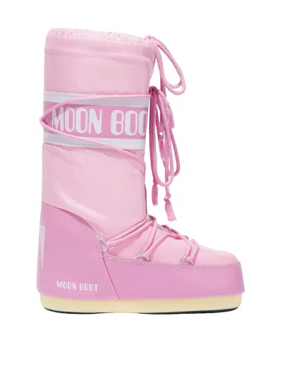 Moon Boot Kids' "icon Nylon" Boots In Pink