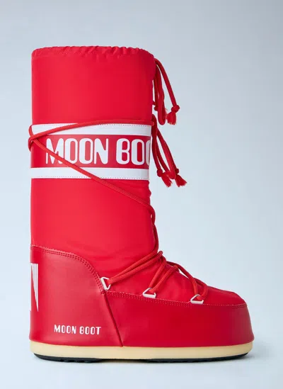 Moon Boot Icon Nylon Boots In Red