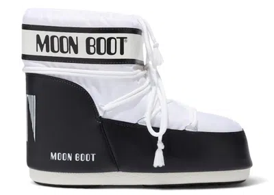 Pre-owned Moon Boot Icon Nylon Low Boot Black Sneakers In White