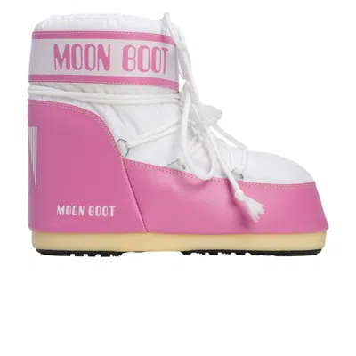 Pre-owned Moon Boot Icon Nylon Low Boot 'pink White' | Men's Size 40
