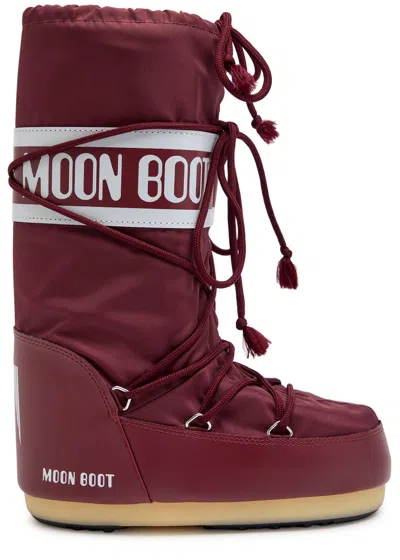 Moon Boot Icon Padded Nylon Mid-calf Snow Boots In Burgundy