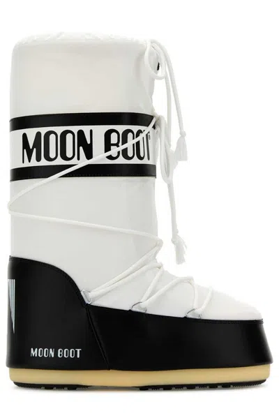 Moon Boot Icon Shell And Faux Leather Snow Boots In White