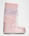 Moon Boot Icon Pearly Satin Knee-high Snow Boots In Pink