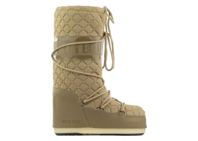 Pre-owned Moon Boot Icon Quilt Boot Sneakers In Cappucino