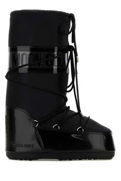 Moon Boot Icon Satin Unisex Boots In Black