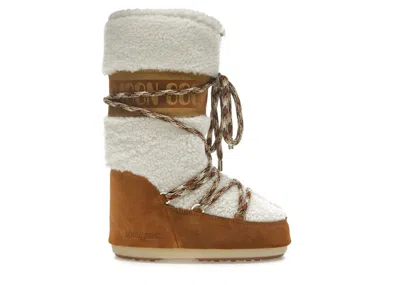 Pre-owned Moon Boot Icon Shearling Boot Sneakers In Whisky Blue/off White