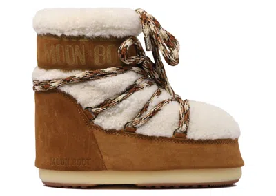 Pre-owned Moon Boot Icon Shearling Low Boot Sneakers In Whisky Blue/off White