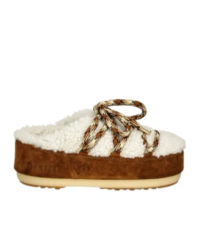 Moon Boot Evx Shearling Mules Woman Whisky In White