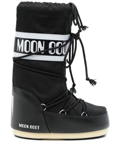 Moon Boot Icon Shell And Faux Leather Snow Boots In Black
