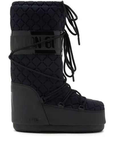Moon Boot Icon Suede-trimmed Quilted Shell Snow Boots In Black