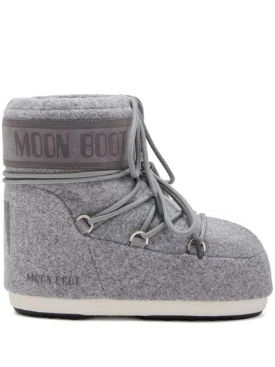 Moon Boot Icon Low Felt And Suede Snow Boots In Grey