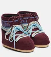 Moon Boot Plum Suede Icon Low Ankle Boots In Burgundy