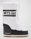 Moon Boot Icon Shell And Faux Leather Snow Boots In Black  White