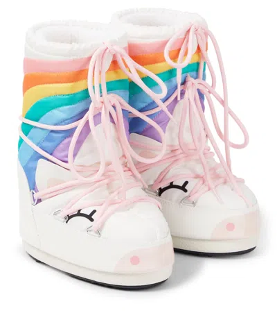 Moon Boot Kids' Icon Unicorn Printed Snow Boots In White