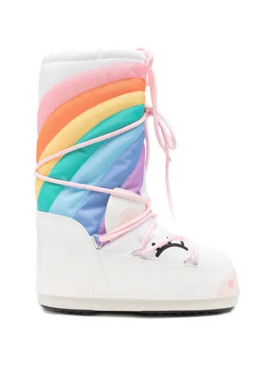 Moon Boot Icon Unicorn Rainbow-print Lace-up Boots In Brown