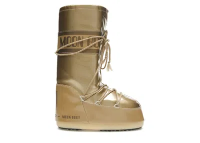 Pre-owned Moon Boot Icon Vinile Boot Sneakers In Metallic Gold