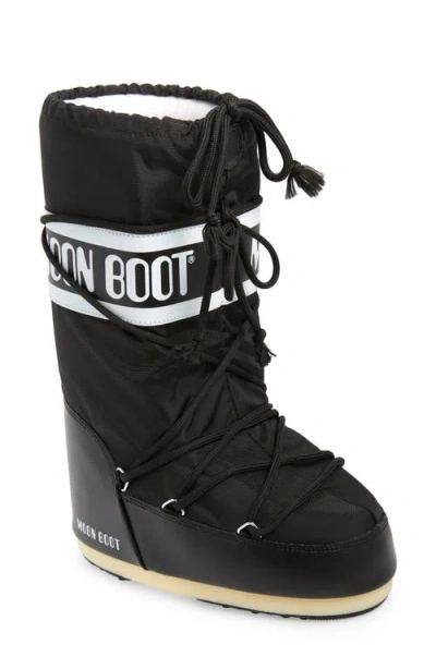 Moon Boot Icon Tall Nylon Snow Boots In Black