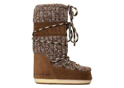 Pre-owned Moon Boot Icon Wool Boot Sneakers In Cigar In Brown