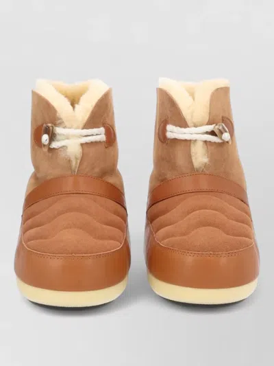 Moon Boot Igloo Slipper Boot Pull Tab Rubber Sole In Brown