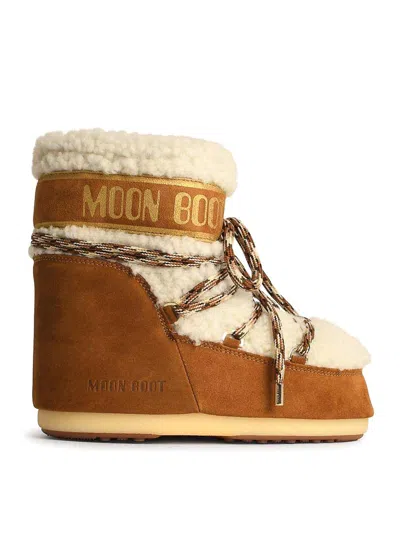 Moon Boot In Beige Shearling In Beis